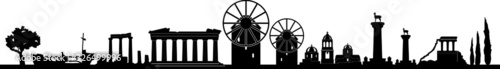Greece Landscape Skyline Silhouette Vector