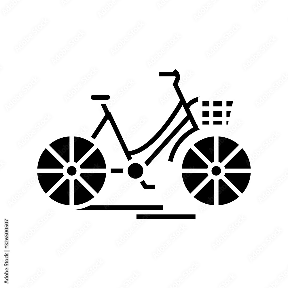 City bicycle black icon, concept illustration, vector flat symbol, glyph sign. City bicycle black icon, concept illustration, vector flat symbol, glyph sign.