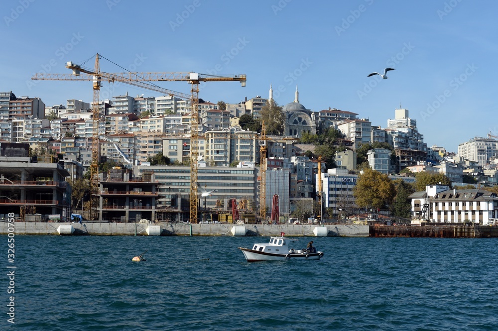Istanbul city view from Bosphorus strait