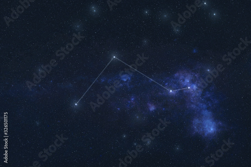 Monoceros stars in outer space. unicorn constellation lines. Elements of this image were furnished by NASA 
