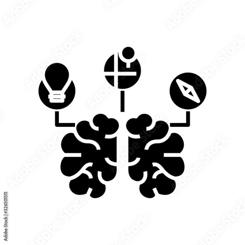Brain storm black icon, concept illustration, vector flat symbol, glyph sign.