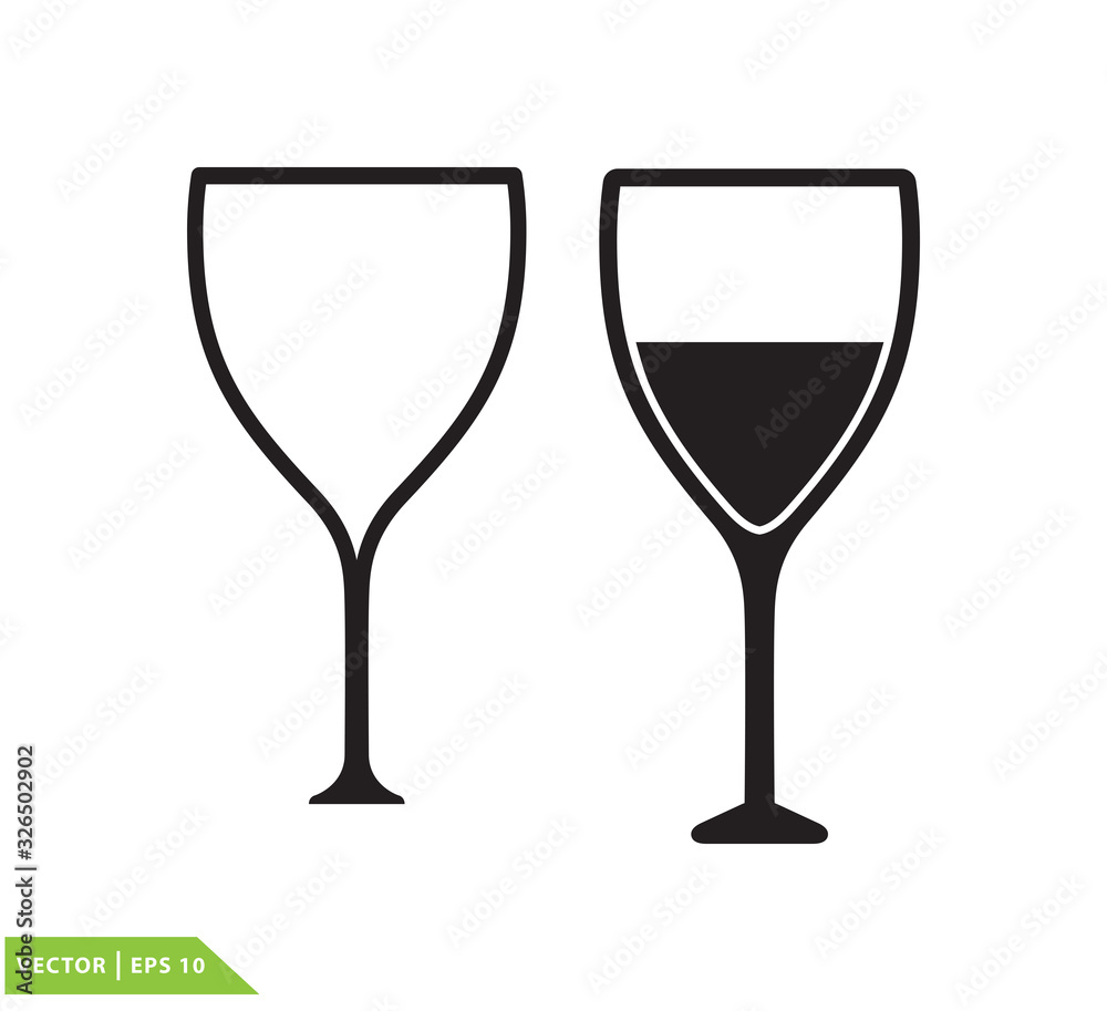 Wine glass icon vector logo template