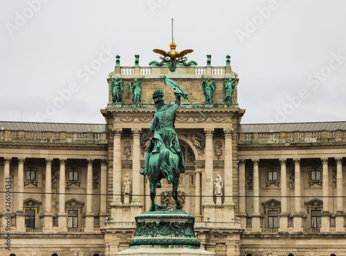 Photography Knight statue in front of the Hofburg Imperial Palace.