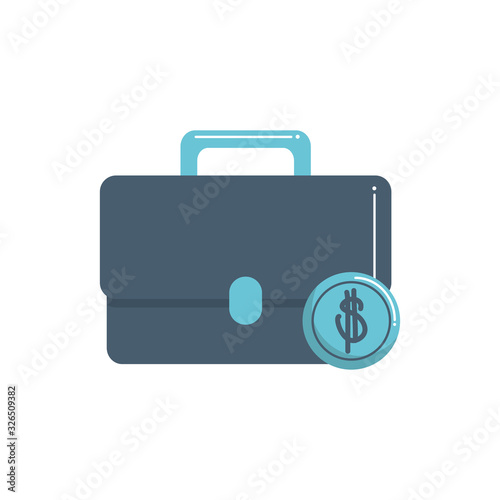 money business financial briefcase coin color tone and fill
