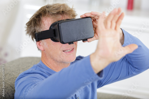 senior man with virtual headset