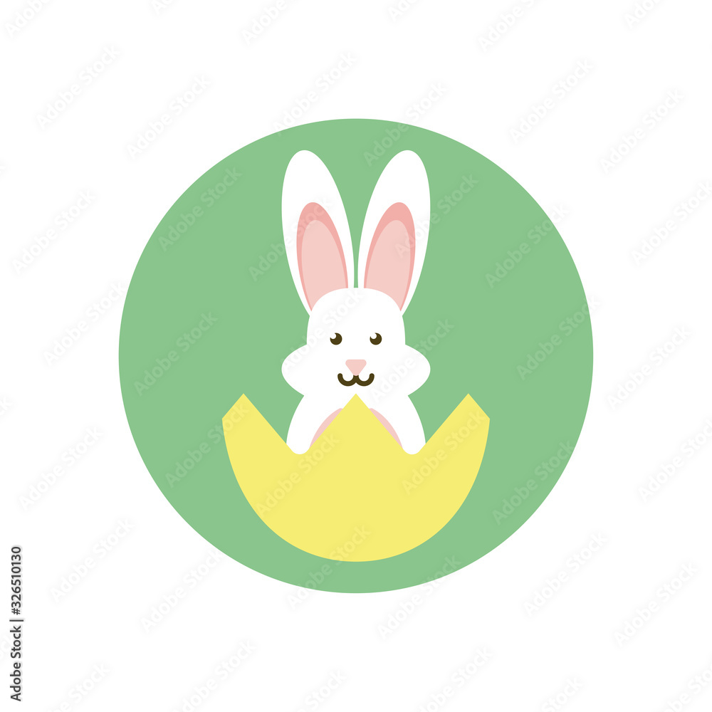 Obraz premium eggshell with cute rabbit icon, block style icon