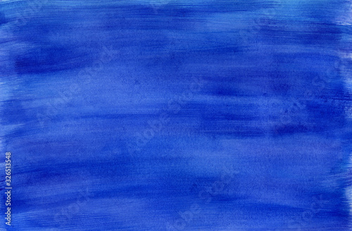 Dramatic deep dark blue striped textured night cloudscape or water wet watercolor background, wash technique. Bright stormy sky or deep ocean watercolour texture concept illustration