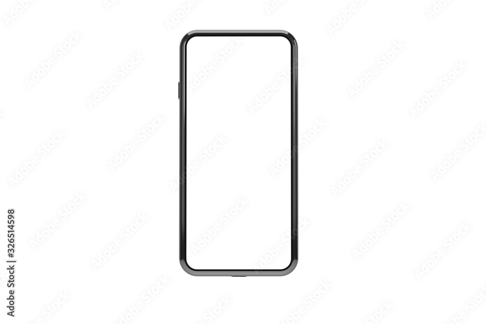 3D Rendering Full Screen Phone Mock Up For Your Design on White 3D Rendering Full Screen Phone Mock Up For Your Design on White