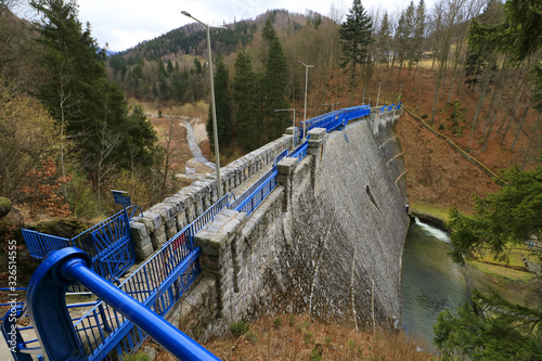 Dam of flood protection tank, Miedzygorze, Sudety, Poland