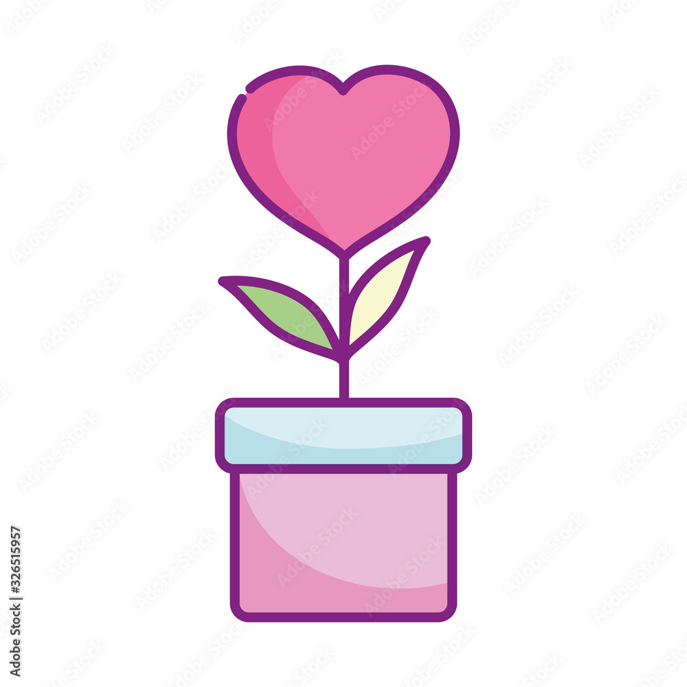 happy valentines day, potted flower shaped heart love cartoon happy valentines day, potted flower shaped heart love cartoon