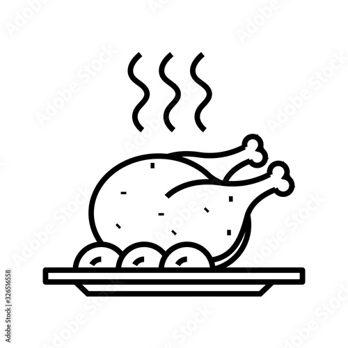 Hot chiken line icon, concept sign, outline vector illustration, linear symbol.