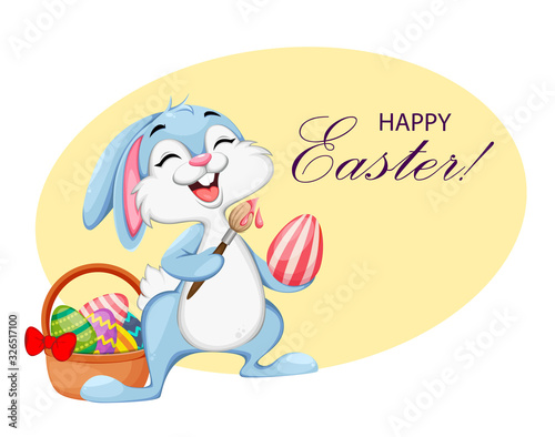 Funny Easter bunny cartoon character.