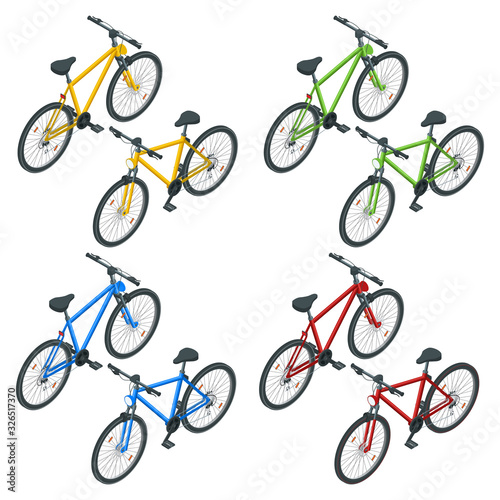 Isometric new bicycle isolated on a white background. Road bike