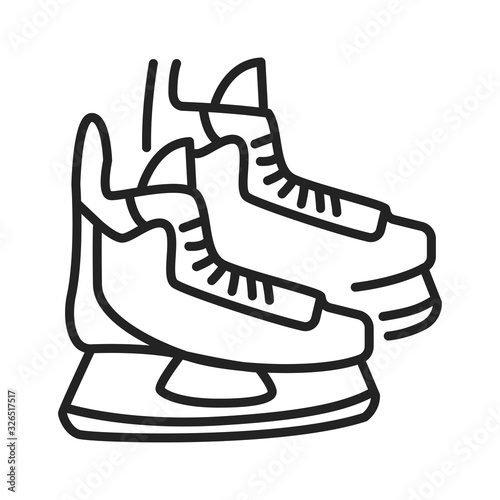 Figure skating black line icon on white background. Extreme sport. Skating and stunts on ice. Ice skating. Pictogram for web page, mobile app, promo. UI UX GUI design element. Editable stroke.