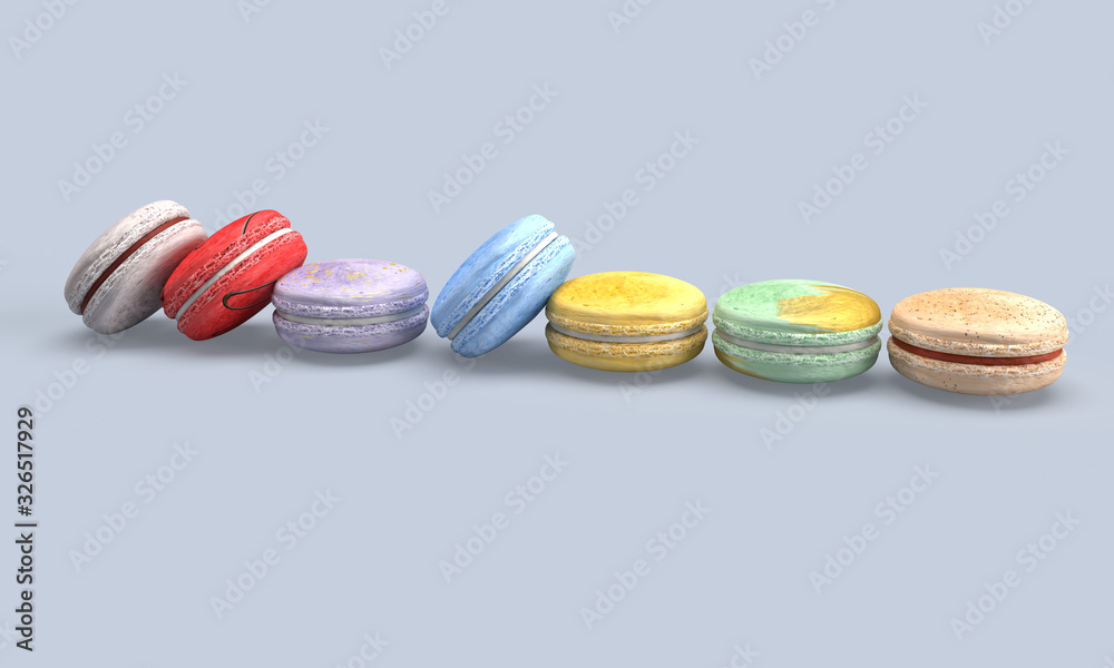 Colorful pastel French macarons on a solid background Colorful pastel French macarons on a solid background