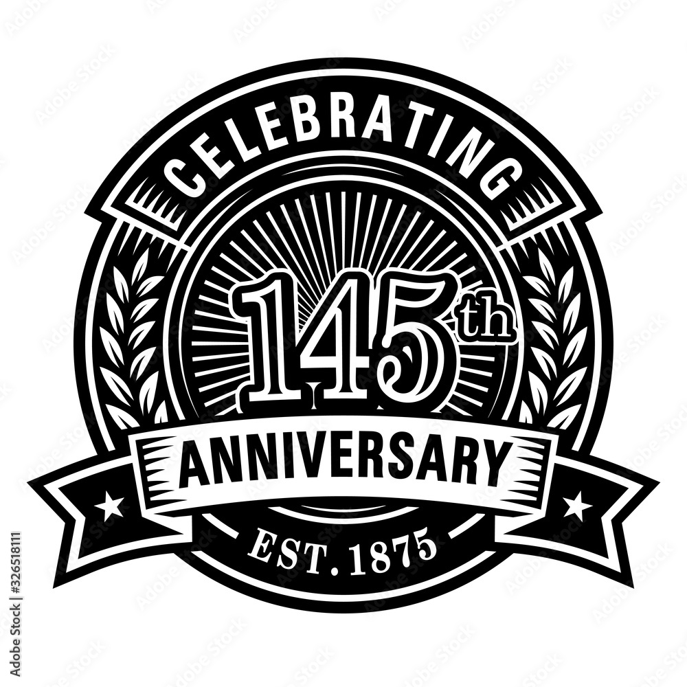 145 years of celebrations design template. 145th logo. Vector and illustrations. 145 years of celebrations design template. 145th logo. Vector and illustrations.