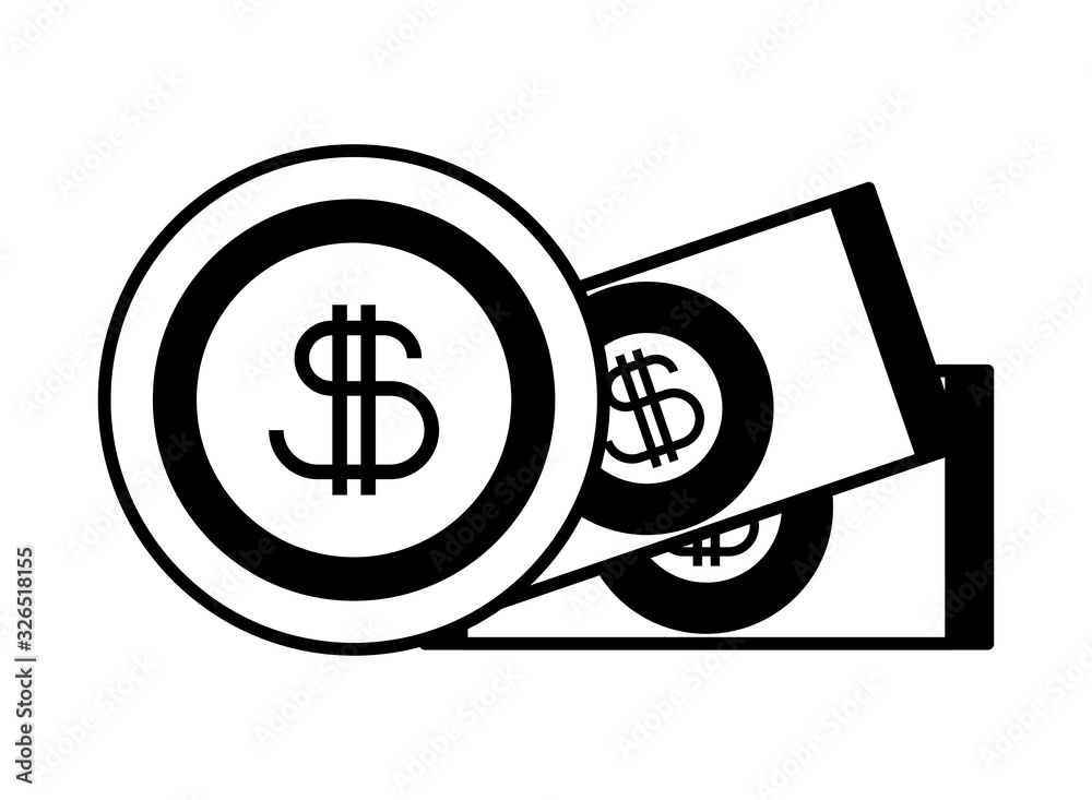 cash with symbol dollar on white background cash with symbol dollar on white background