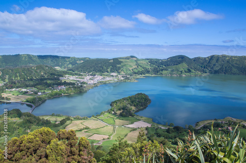 Volcanic lake in Sao Miguel island  Azores