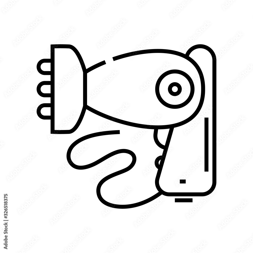 Hairdryer line icon, concept sign, outline vector illustration, linear symbol.