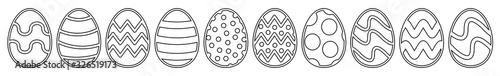 Easter Egg Icon Black Line | Painted Eggs Illustration | Happy Easter Hunt Symbol | Holiday Logo | April Spring Sign | Isolated | Variations
