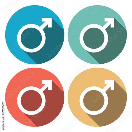 Male sign icon. Male sex button. Circle flat button with shadow. Modern UI website navigation. Vector