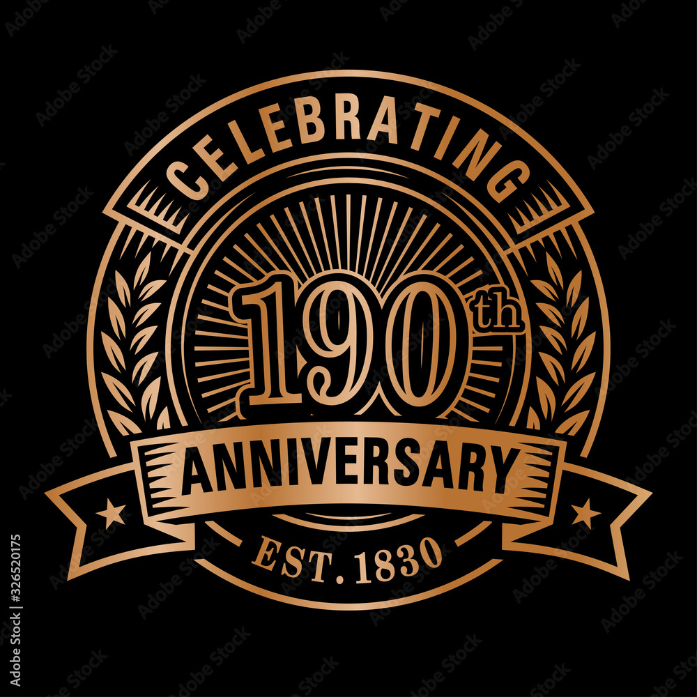 190 years of celebrations design template. 190th logo. Vector and illustrations. 190 years of celebrations design template. 190th logo. Vector and illustrations.
