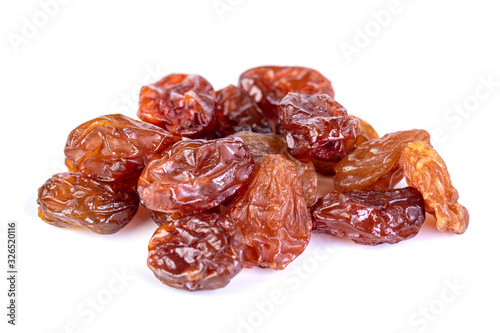 Raw raisins, dried grape isolated on white background