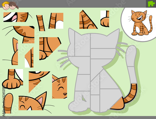 jigsaw puzzle game with cartoon cat character