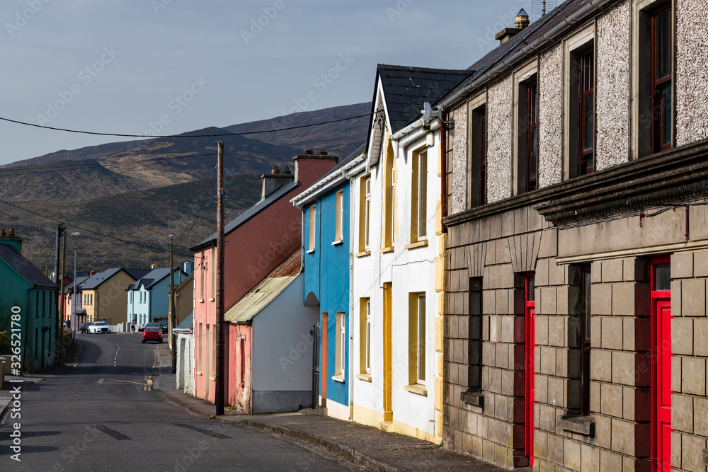 Road through small coastal town of Castlegregory in county Kerry on the west coast of Ireland, Wild Atlantic Way