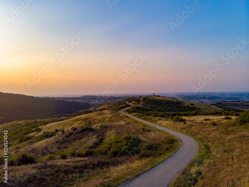 landscape with road and blue sky