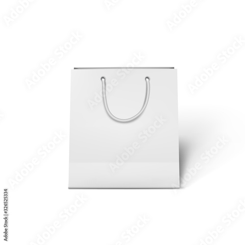 White Shopping Bag with Handles Down Vector Illustration
