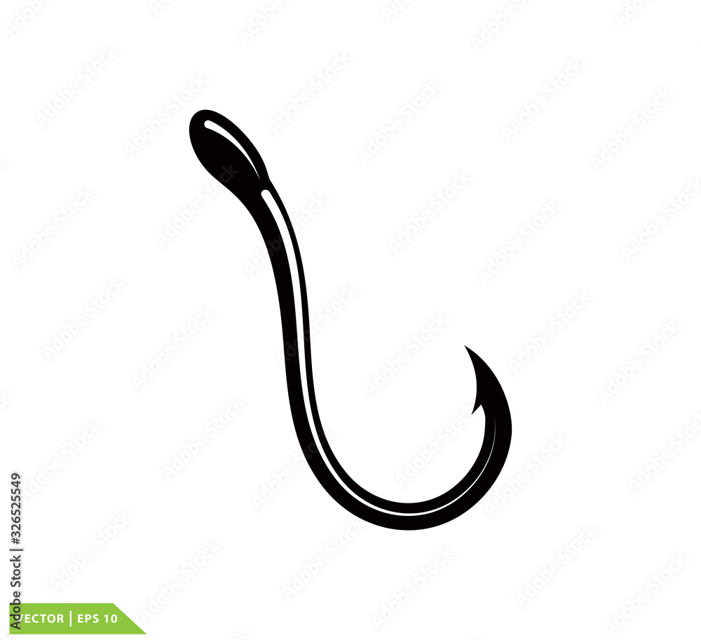 Fish hook icon vector logo template flat style