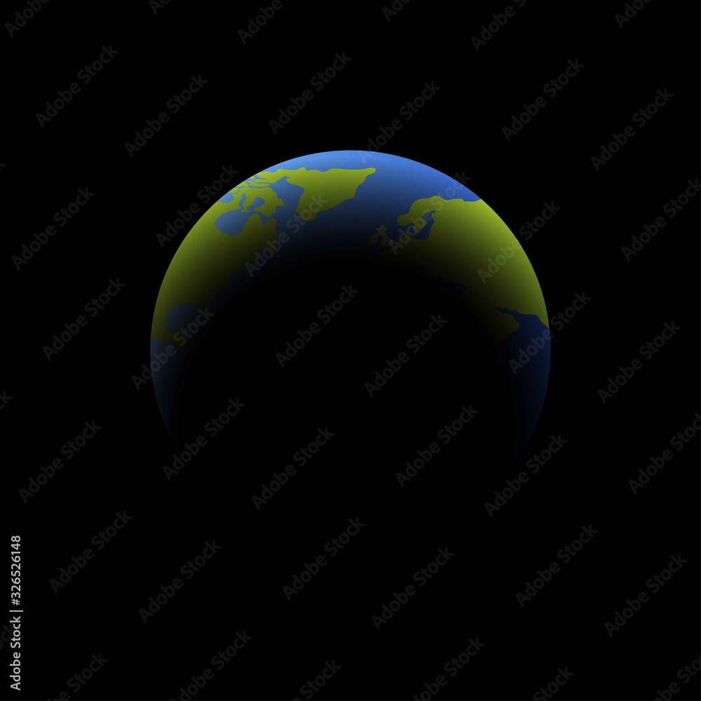 Earth in the eclipse on a black background, Vector Earth in the eclipse on a black background, Vector