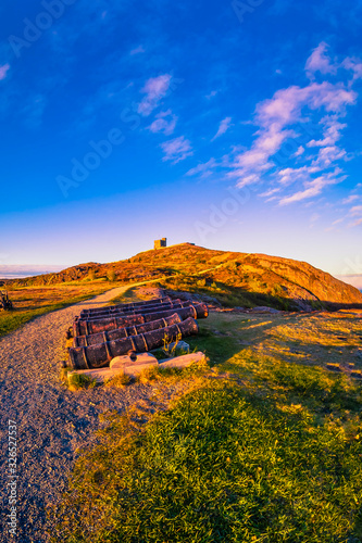 Signal Hill Walkway at St John Newfoundland, Canada with blue sky as background during summer photo