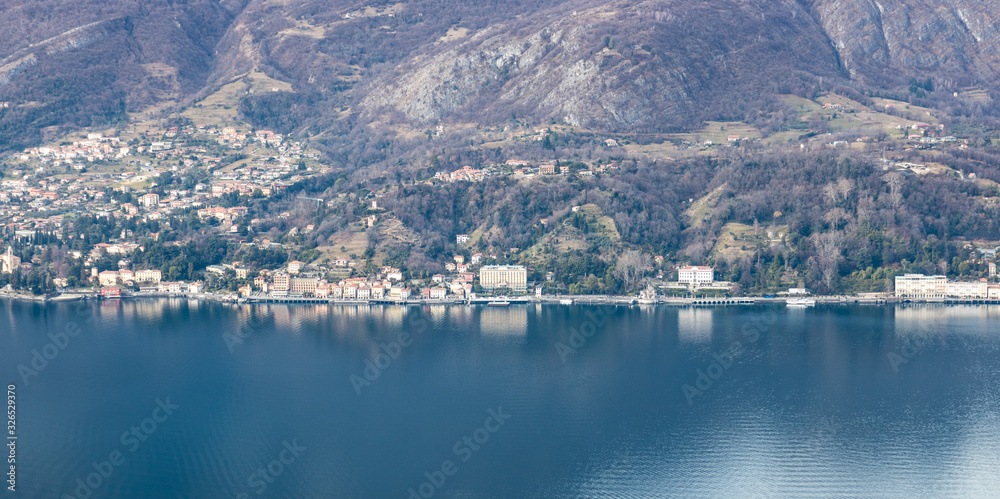 Aerial view of Bellagio, the famous town on Como Lake, Italy