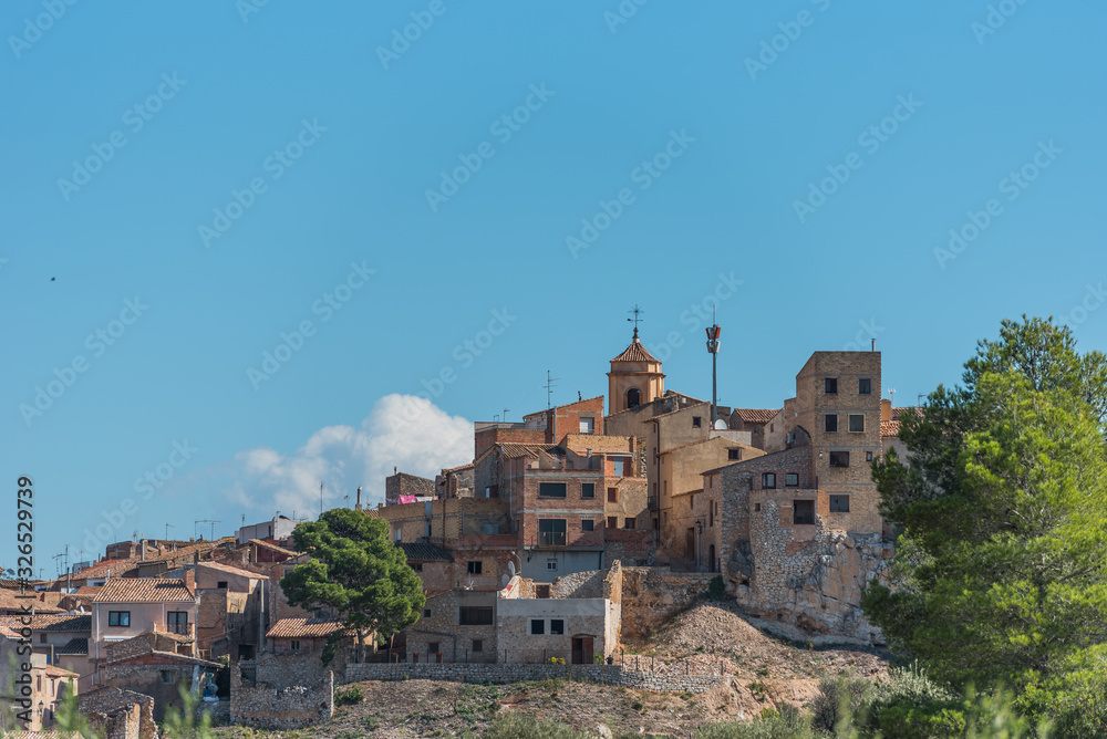 View of the village of El Pinel de Brai, Tarragona, Catalonia, Spain.