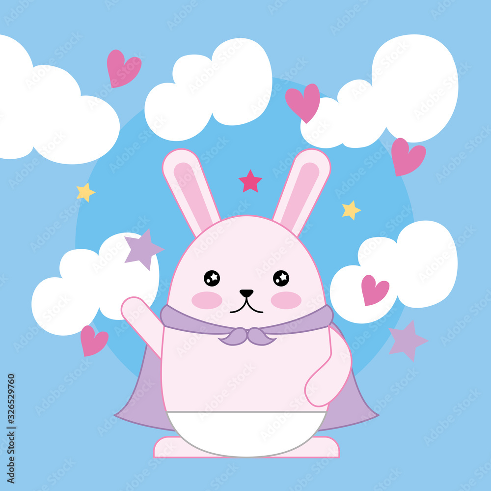 cute little rabbit in the clouds kawaii character cute little rabbit in the clouds kawaii character