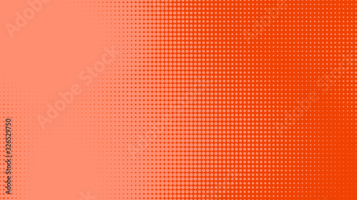 Dots halftone orange color pattern gradient texture with technology digital background. Dots pop art comics with summer background.