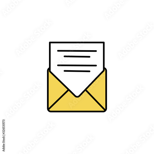 envelope open message correspondence, line style icon