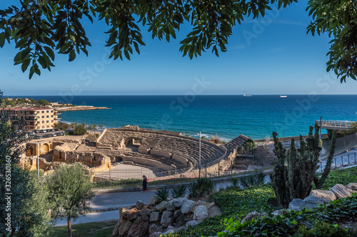 View of the ancient roman amphitheater, Tarragona, Catalunya, Spain.