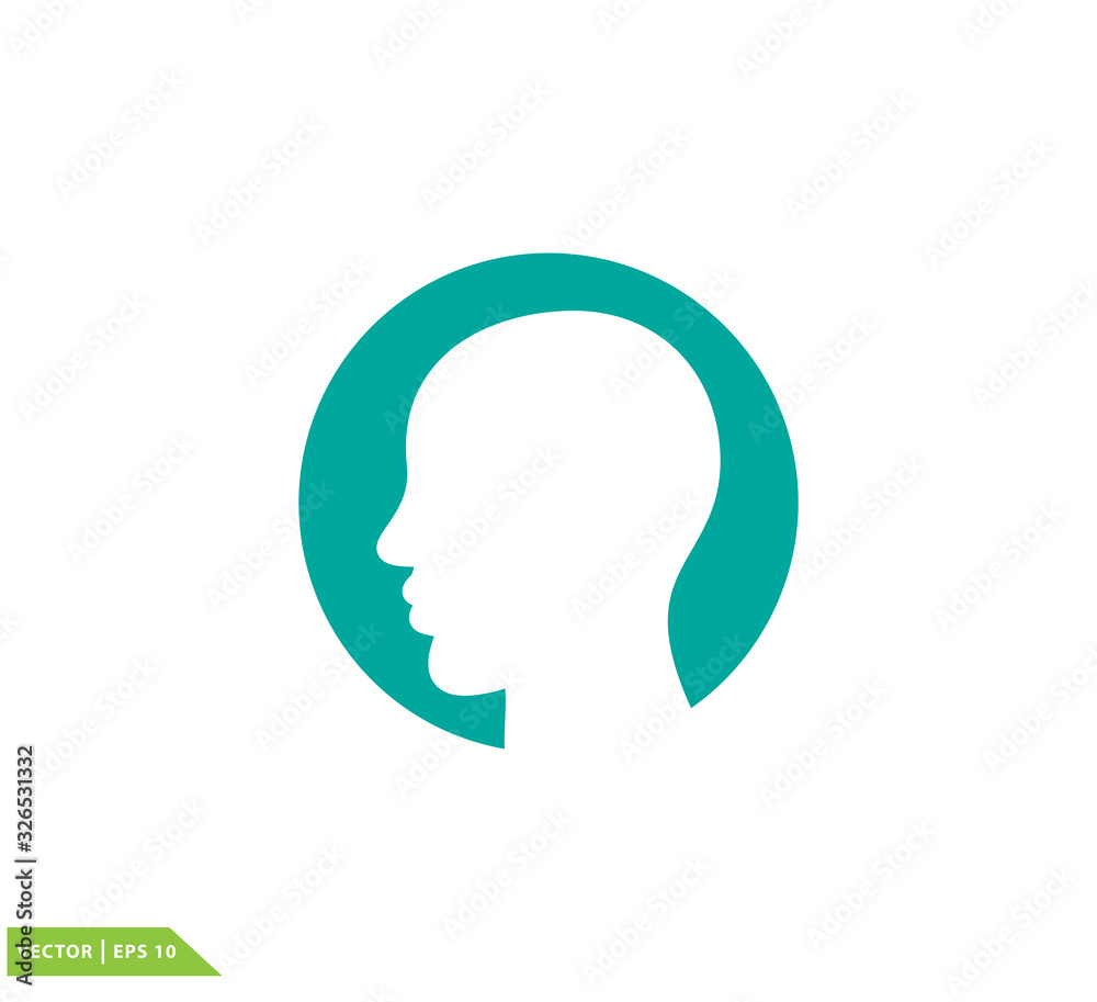 Head icon flat style trendy