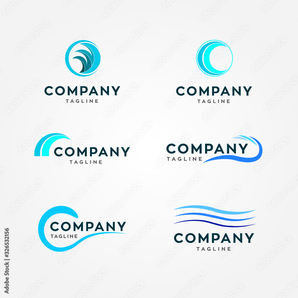 water wave abstract logos