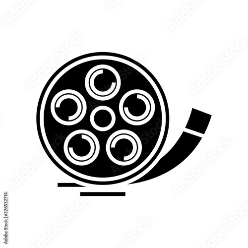 Cinema histiry black icon, concept illustration, vector flat symbol, glyph sign. photo