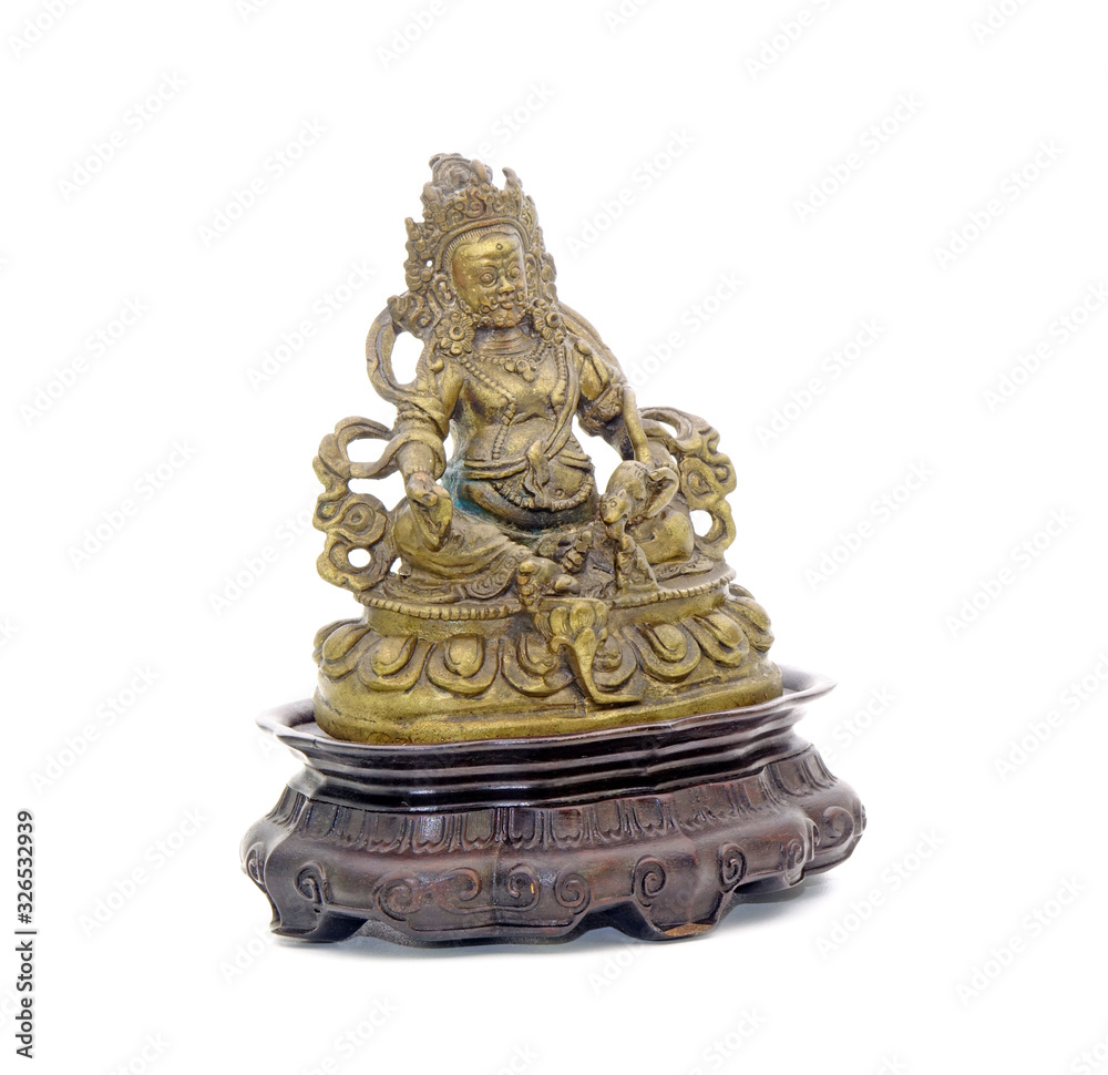 Tibetan God of Wealth Isolated on white background. Jambhala is the God of Wealth in Tibetan Buddhist religious and Chinese culture. Tibetan God of Wealth Isolated on white background. Jambhala is the God of Wealth in Tibetan Buddhist religious and Chinese culture.