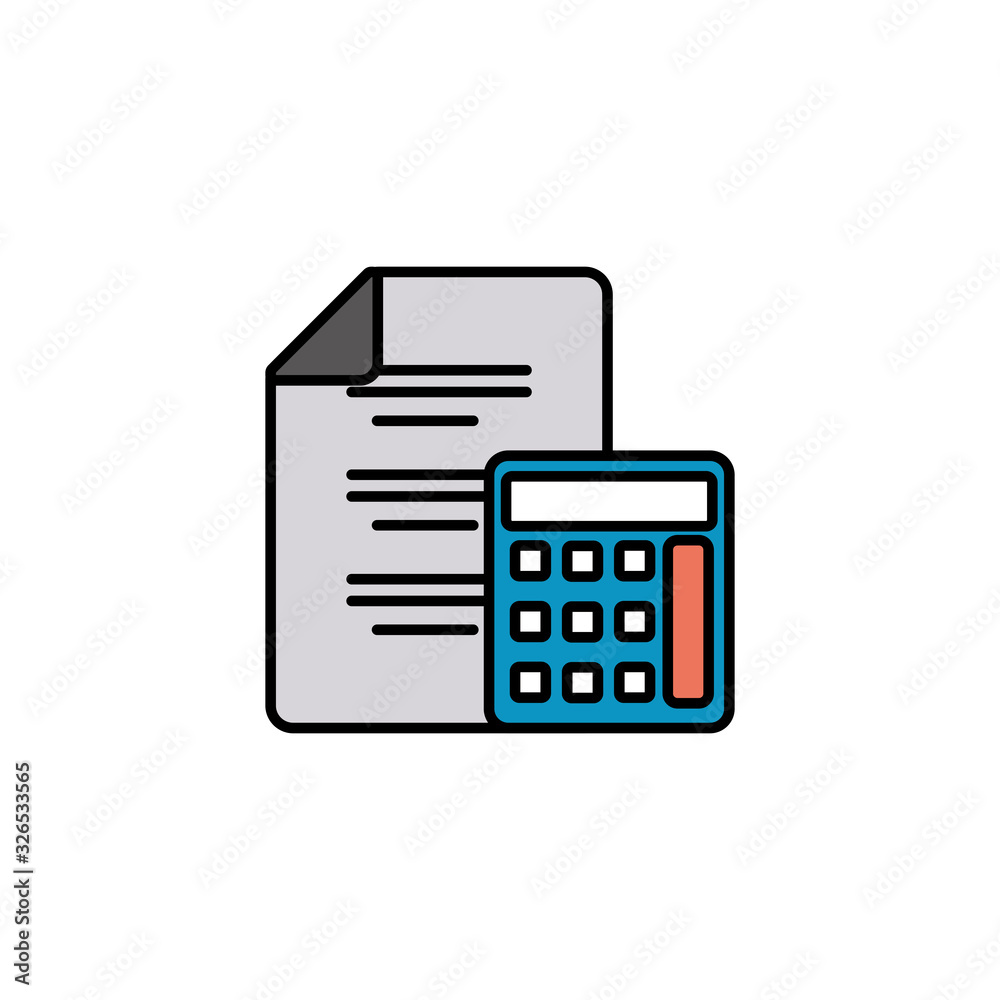 sheet of paper and calculator , line style icon sheet of paper and calculator , line style icon