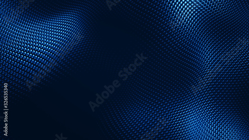 Dot white blue wave light screen gradient texture background. Abstract technology big data digital background. 3d rendering.