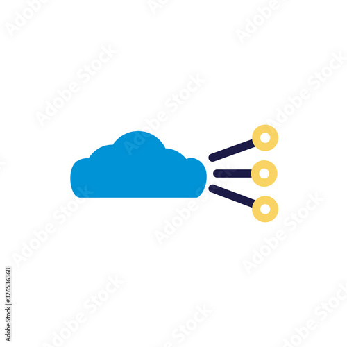 cloud computing with lines network lineal color style