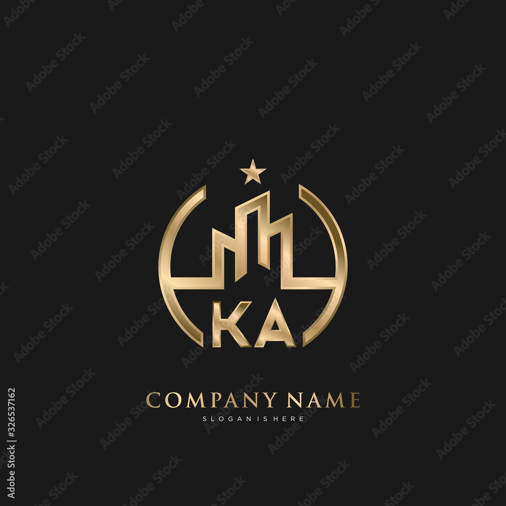 KA Initial Letter Real Estate Luxury house Logo Vector for Business, Building, Architecture - obrazy, fototapety, plakaty 