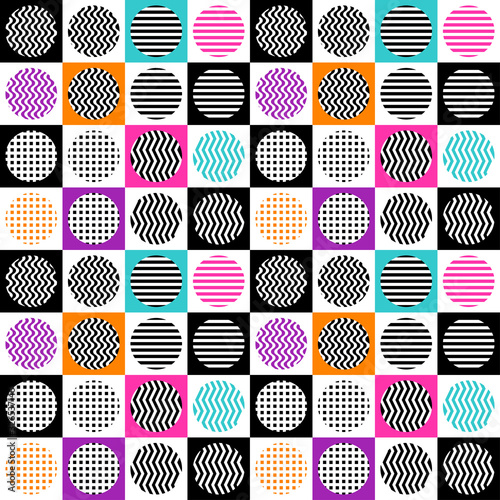 Fototapeta Abstract seamless pattern of circles and squares. Vector illustration.
