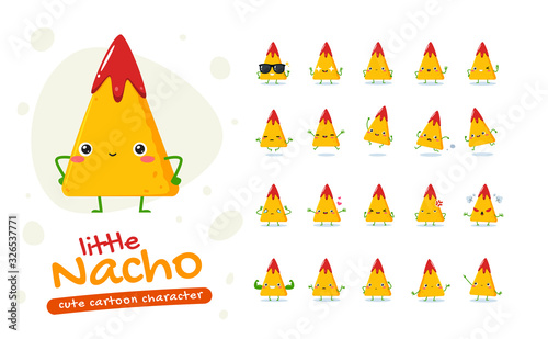 Mascot Set of the Nacho. Twenty Mascot poses. Isolated Vector Illustration